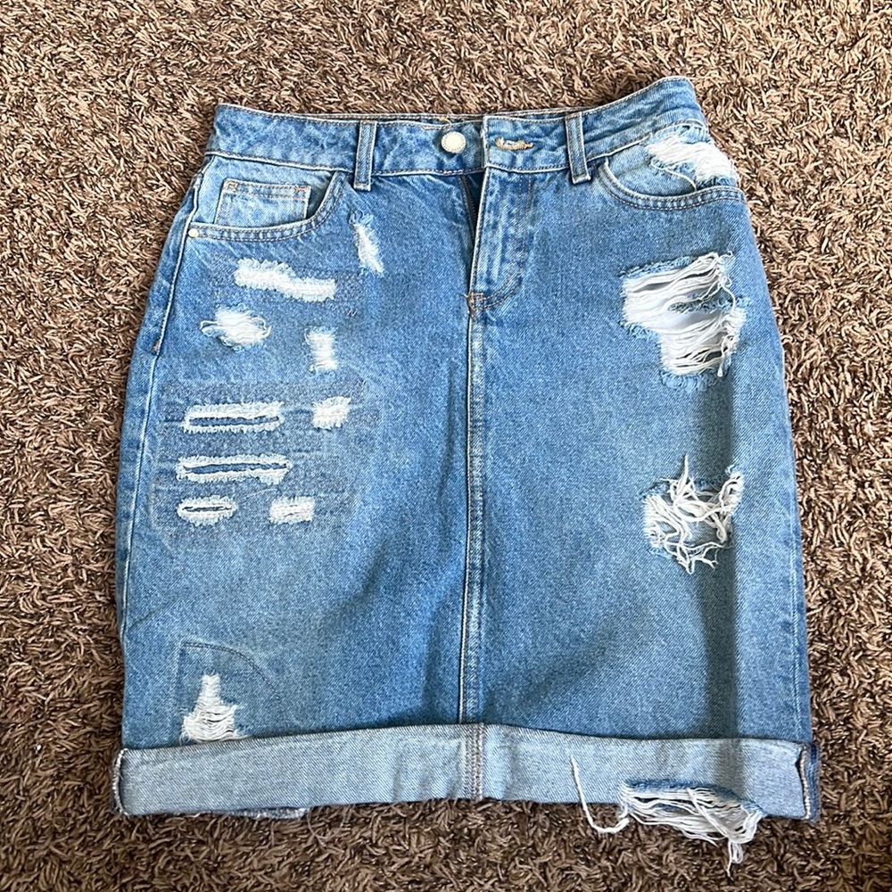 Zara ripped denim skirt